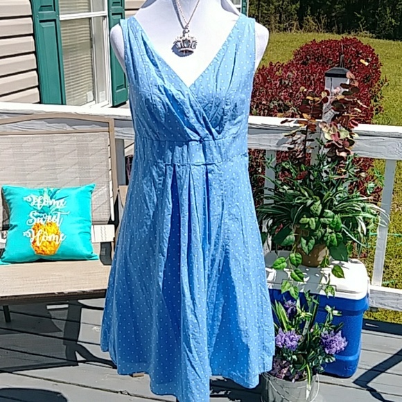 Lands' End Dresses & Skirts - Adorable blue and whit polks dot dress Lands' End Dresses & Skirts - Adorable blue and whit polks dot dress